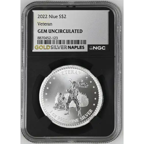 2022 - 1oz Veteran Silver Coin - Niue $2 - NGC GEM UNC. (S-14)